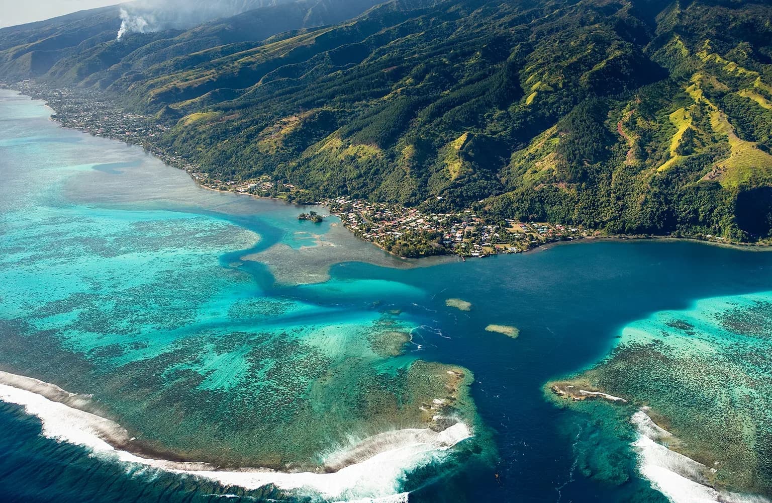Aerial of a French Polynesian island — KILA's noble kava origin.